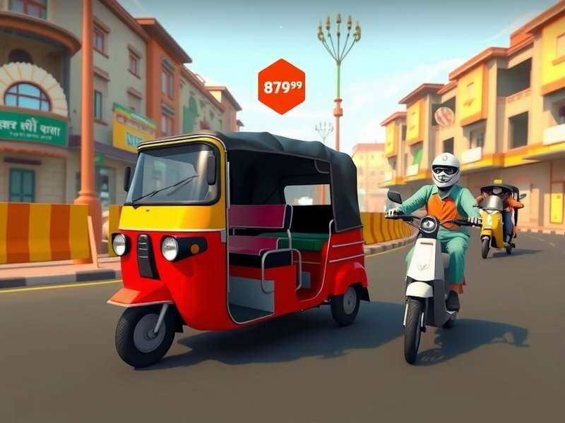Incredible Rickshaw gameplay screenshot showing auto rickshaw in Indian city